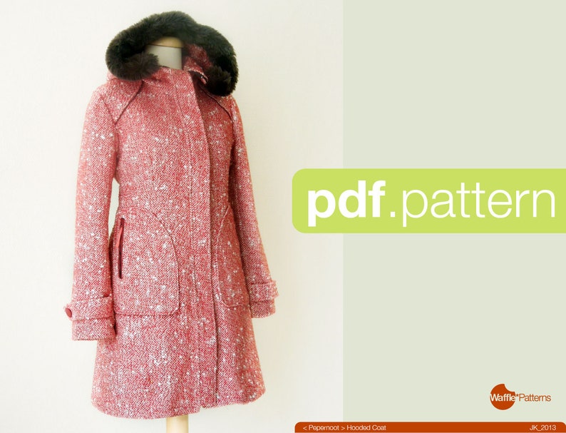 PDF sewing pattern. Women Hooded Coat -Pepernoot- (size 34-48) Waffle Patterns