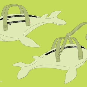 Waffle Patterns pdf digital sewing patterns / Walvis, whale, Accessory bag, novelty bag, animal shaped bag, plushie bag