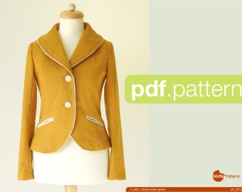 PDF sewing pattern. Women Shawl collar jacket -Luffa- (size 34-48)