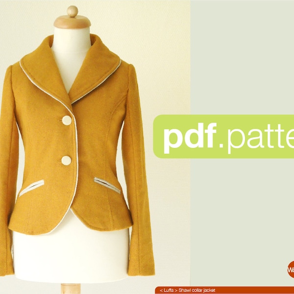 PDF sewing pattern. Women Shawl collar jacket -Luffa- (size 34-48)