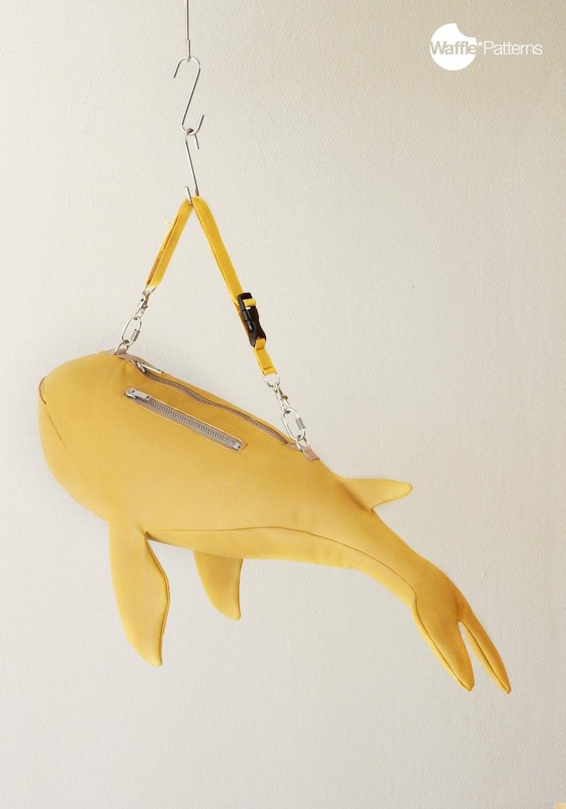 Waffle Patterns pdf digital sewing patterns / Walvis, whale, Accessory bag, novelty bag, animal shaped bag, plushie bag