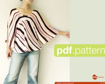 PDF sewing pattern Women Kimono sleeve tunic -Warabi- (size 34-48)