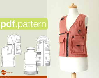 PDF sewing pattern for women Cargo vest -Tsuki- (size 32-52)