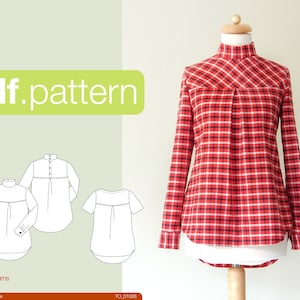 PDF sewing pattern Women Yoke Blouse -Pine- (size 34-48)