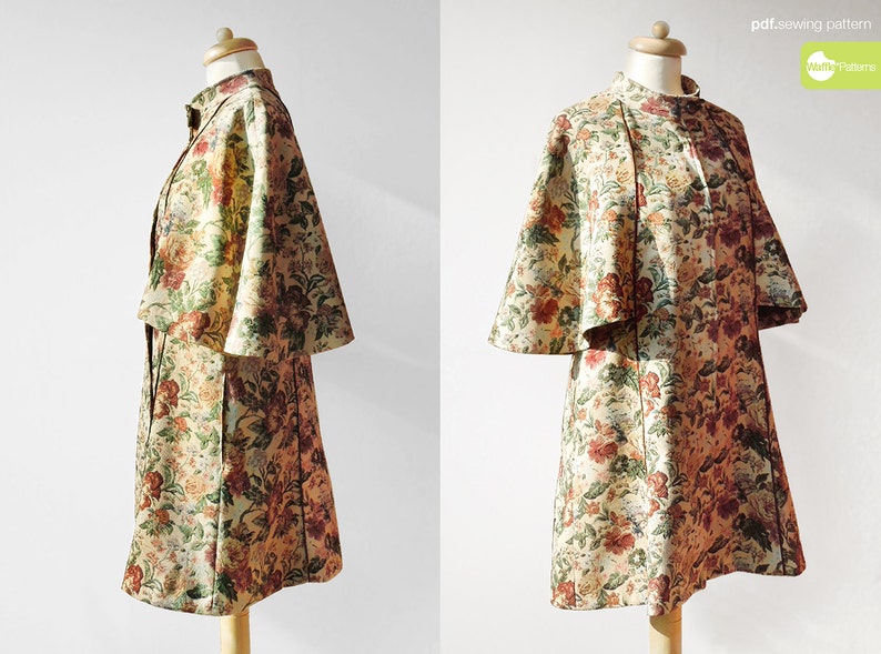 PDF sewing pattern Women Cape Coat -Lemon Pie- (size 34-48) Waffle Patterns