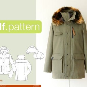 PDF sewing pattern Utility Jacket -Tosti- for Men (size 44-58) Waffle Patterns