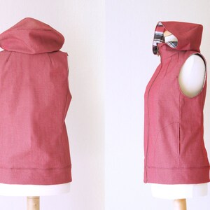 PDF sewing pattern. Women Hooded Vest -Dropje- (size 34-48) Waffle Patterns