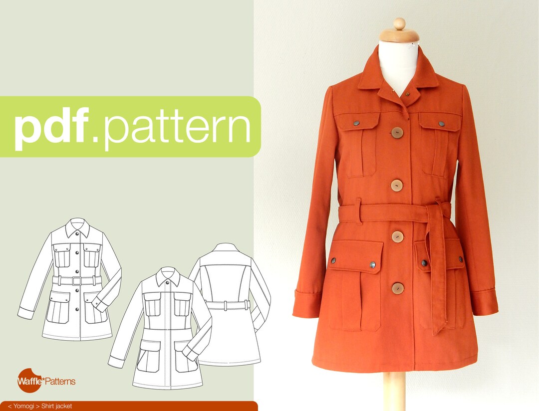 PDF Sewing Pattern for Women Shirt Jacket -yomogi- (size 32-52) - Etsy