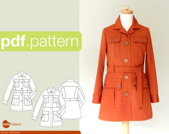 PDF sewing pattern for women Shirt jacket -Yomogi- (size 32-52)