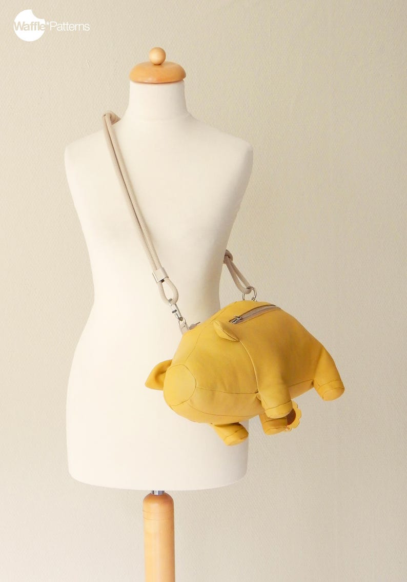 Waffle Patterns pdf sewing patterns / Biggetje, Piggy bank, Novelty bag, Accessory bag, statement bag, animal shaped bag, plushie bag, digital download