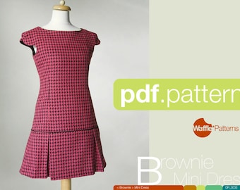 PDF sewing pattern. Women Mini dress -Brownie- (size 34-48)