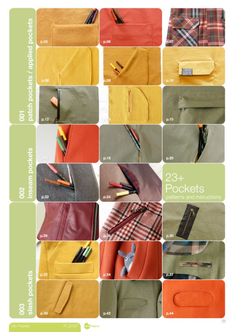 PDF Sewing Pattern 23+ Pockets - Pocket Patterns and Sewing ...