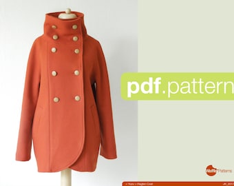 PDF sewing pattern Women Raglan Coat -Yuzu- (size 34-48)