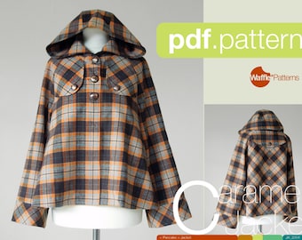 PDF sewing pattern. Women Short Duffle Jacket -Caramel- (size 34-42)