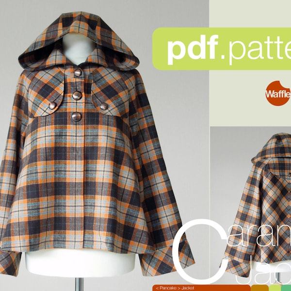 PDF sewing pattern. Women Short Duffle Jacket -Caramel- (size 34-42)
