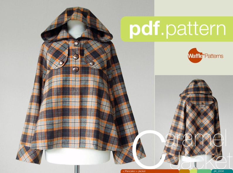 Women Short Duffle Jacket PDF sewing pattern Caramel- size 34-42