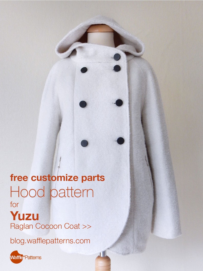PDF sewing pattern Women Raglan Coat -Yuzu- (size 34-48) Waffle Patterns