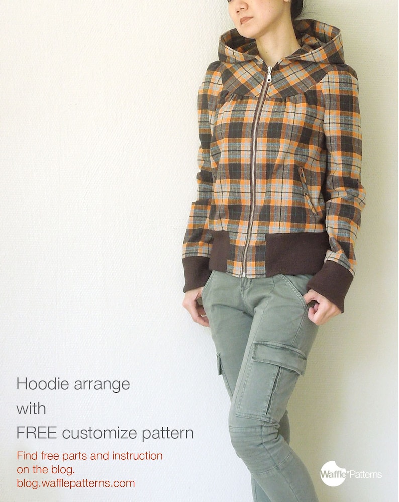 PDF sewing pattern. Women Zipper Blouson -Cookie- (size 34-48) Waffle Patterns