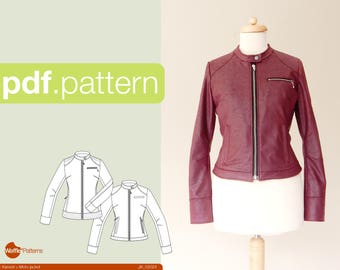 PDF sewing pattern Women Moto jacket  -Kaneel- (size 34-48)