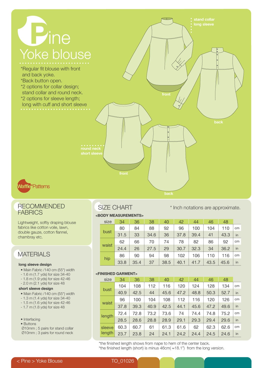 PDF Sewing Pattern Women Yoke Blouse pine size 34-48 - Etsy UK