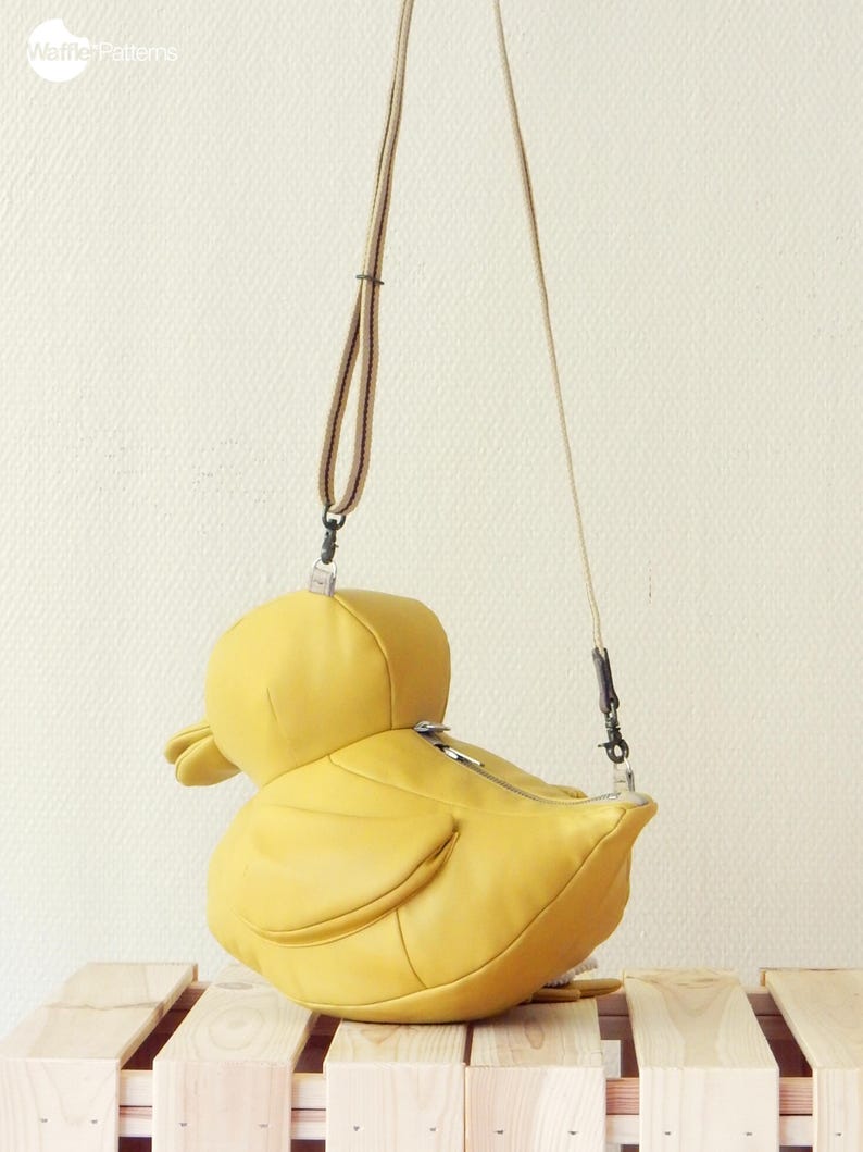 Waffle Patterns pdf sewing patterns / Eendje, rubber duck, Novelty bag, Accessory bag, statement bag, animal shaped bag, plushie bag, digital download