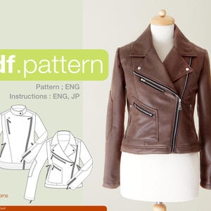 Biker Jacket digital sewing pattern; (size EU 32-54) (PDF download) riders, leather moto jacket -Sango-
