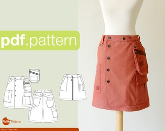 PDF sewing pattern for women Cargo skirt -Anzu- (size 32-52)