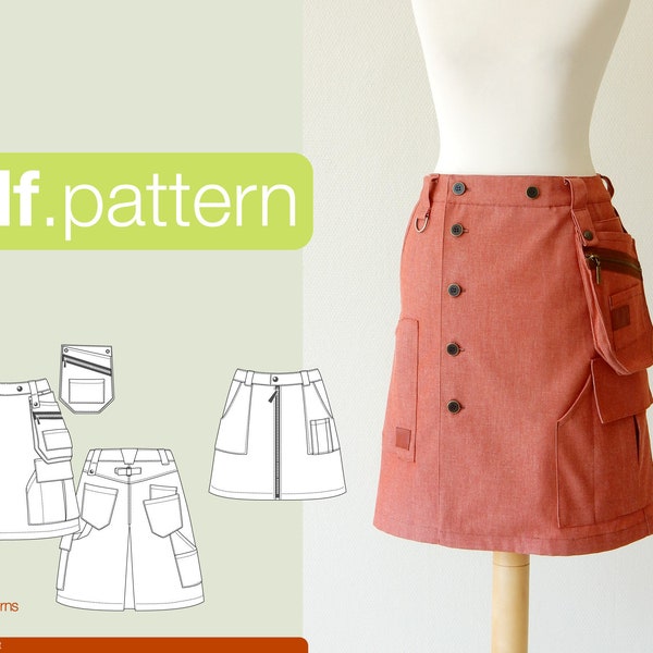 PDF sewing pattern for women Cargo skirt -Anzu- (size 32-52)