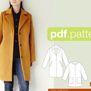 Digital PDF sewing pattern Women Straight Cut Coat -Bamboo- (size 34-48)