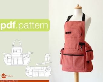 PDF sewing pattern for women Utility apron / Tool belt -Kaede- (size XS - XXL)