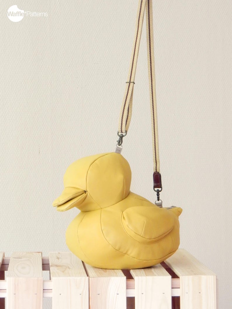 Waffle Patterns pdf sewing patterns / Eendje, rubber duck, Novelty bag, Accessory bag, statement bag, animal shaped bag, plushie bag, digital download