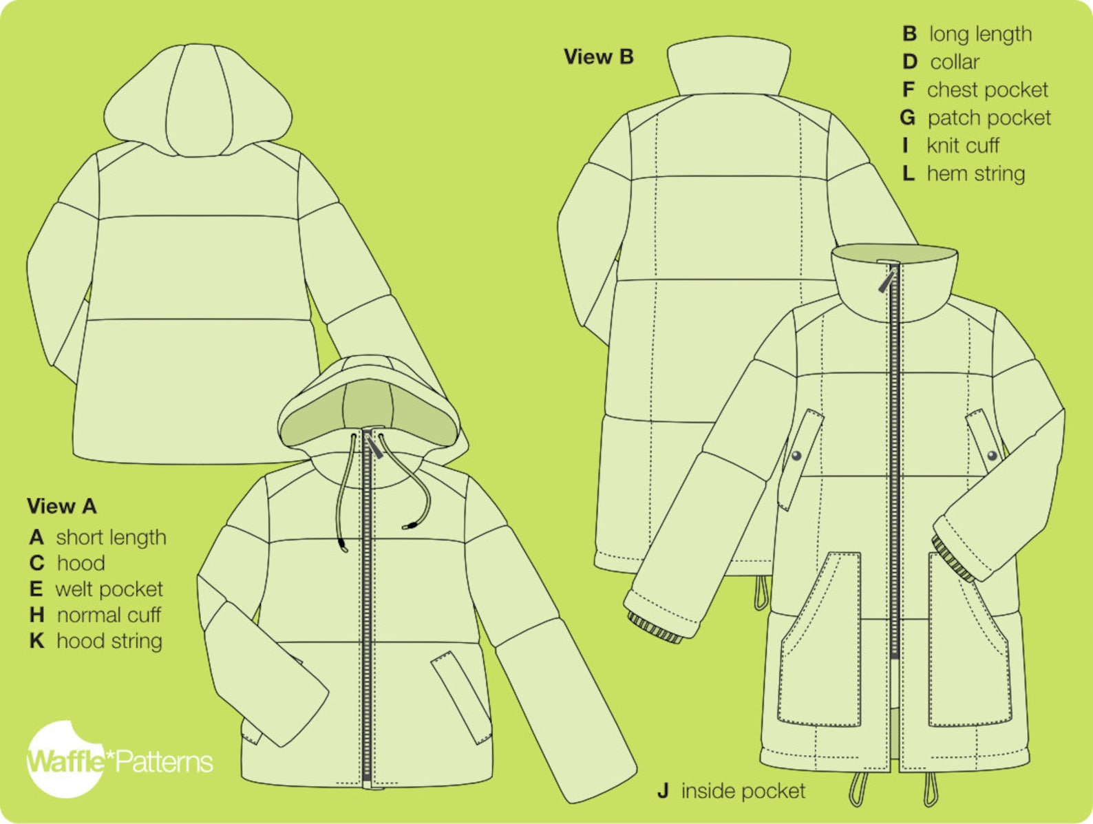 Puffer Pattern PDF Sewing Pattern for Women Puffer Jacket -mitsuba- (size 32-52) - Etsy