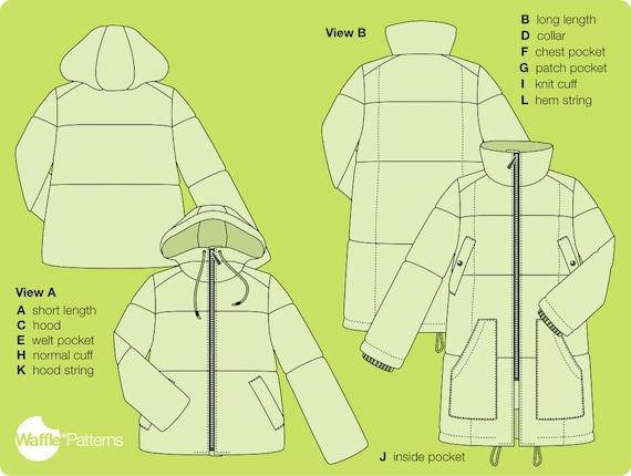 PDF sewing pattern for women Puffer jacket Mitsuba size 32 52 Etsy Mexico