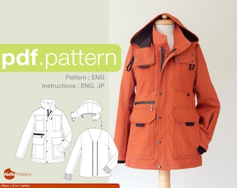 PDF sewing pattern for women 3-in-1 Jacket -Kikyo- (size EU32-54)