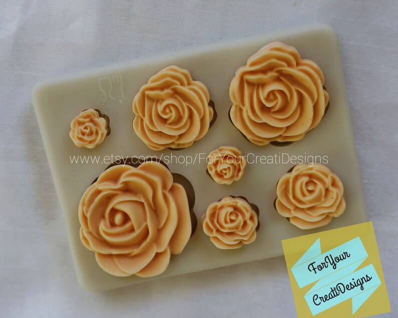 chocolate clay Roses and Rose Leaves silicone mold 2 pieces marzipan resin. masa elastica For fondant