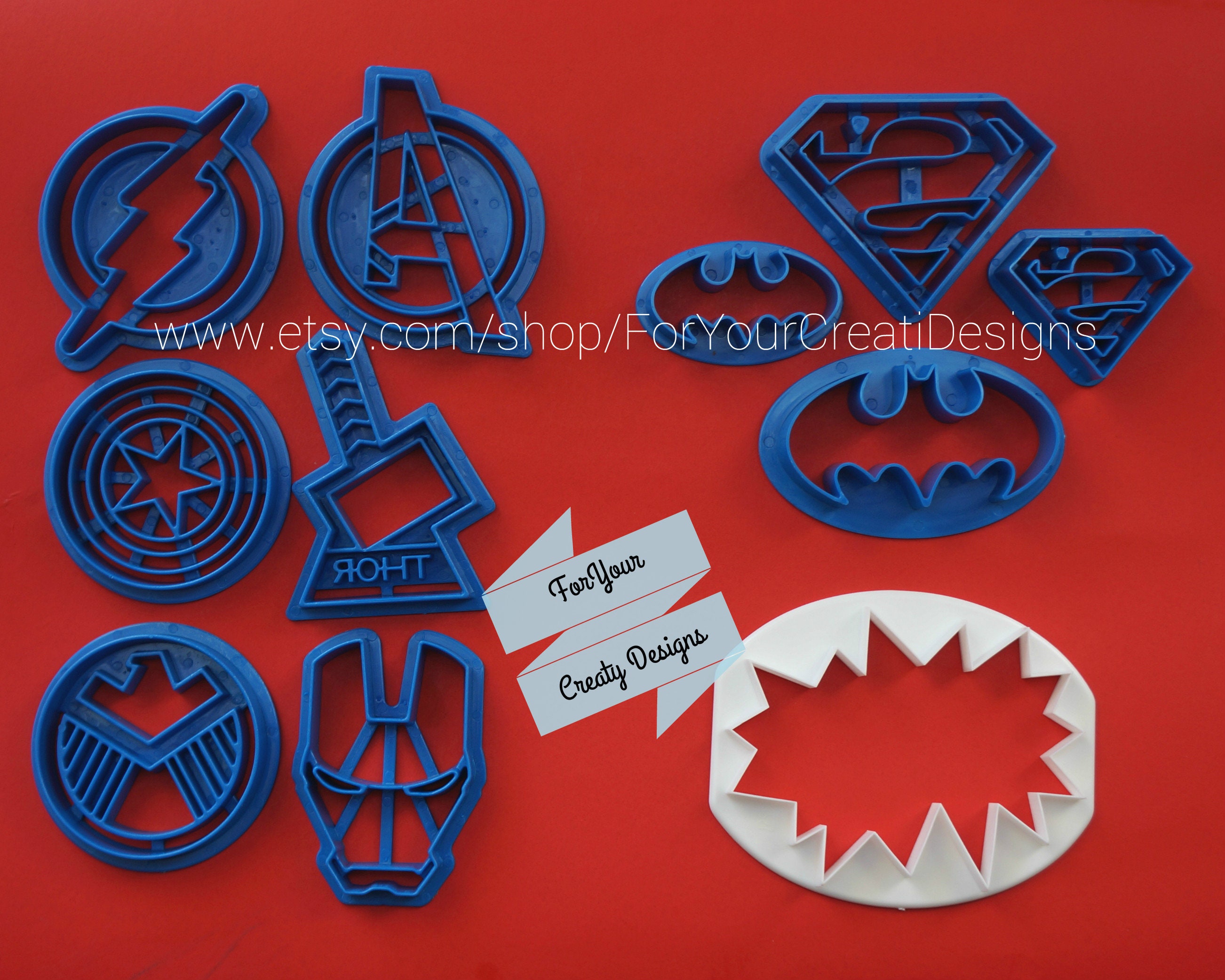 Superhero cookie cutter 10 plastic pcs. LOT. Batman Superman Etsy
