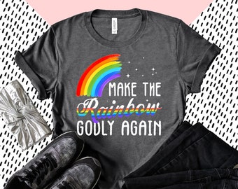 Make The Rainbow Godly Again Funny Lgbt Flag Gay Pride Shirt Best Gift For Men And Women In Size S - 5XL