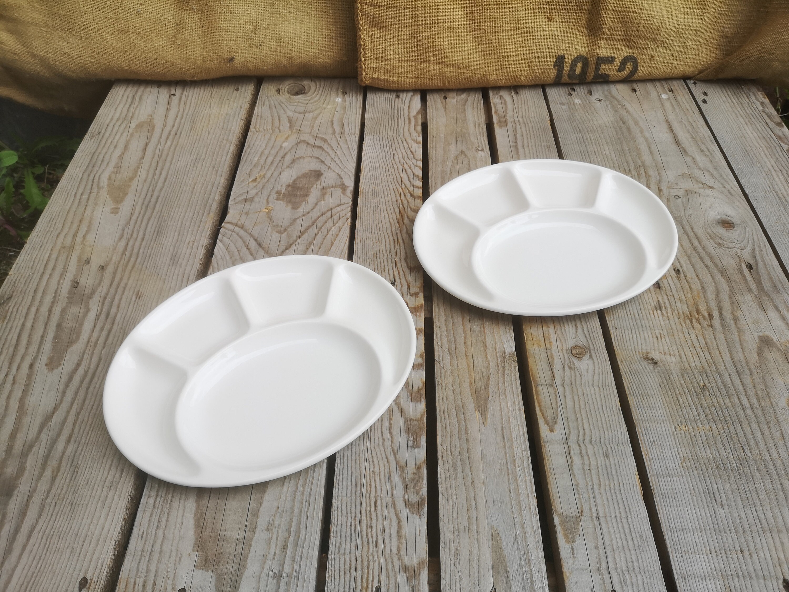 2 Assiettes à Compartiment Salins en Céramique Blanche