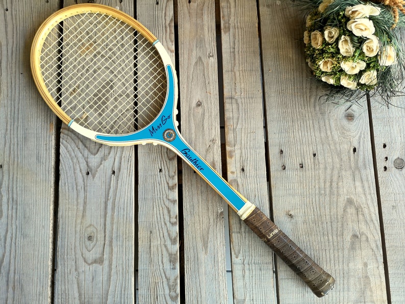 Vintage Wood Tennis Racket Miss Go Made in France Gauthier image 1