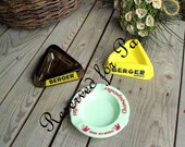 RESERVED FOR PA. - Retro Bistro Ashtrays - Set of 3 - French Ashtray Collection - Berger Anisette - Glass Bistro Ashtrays - Vintage Bistro
