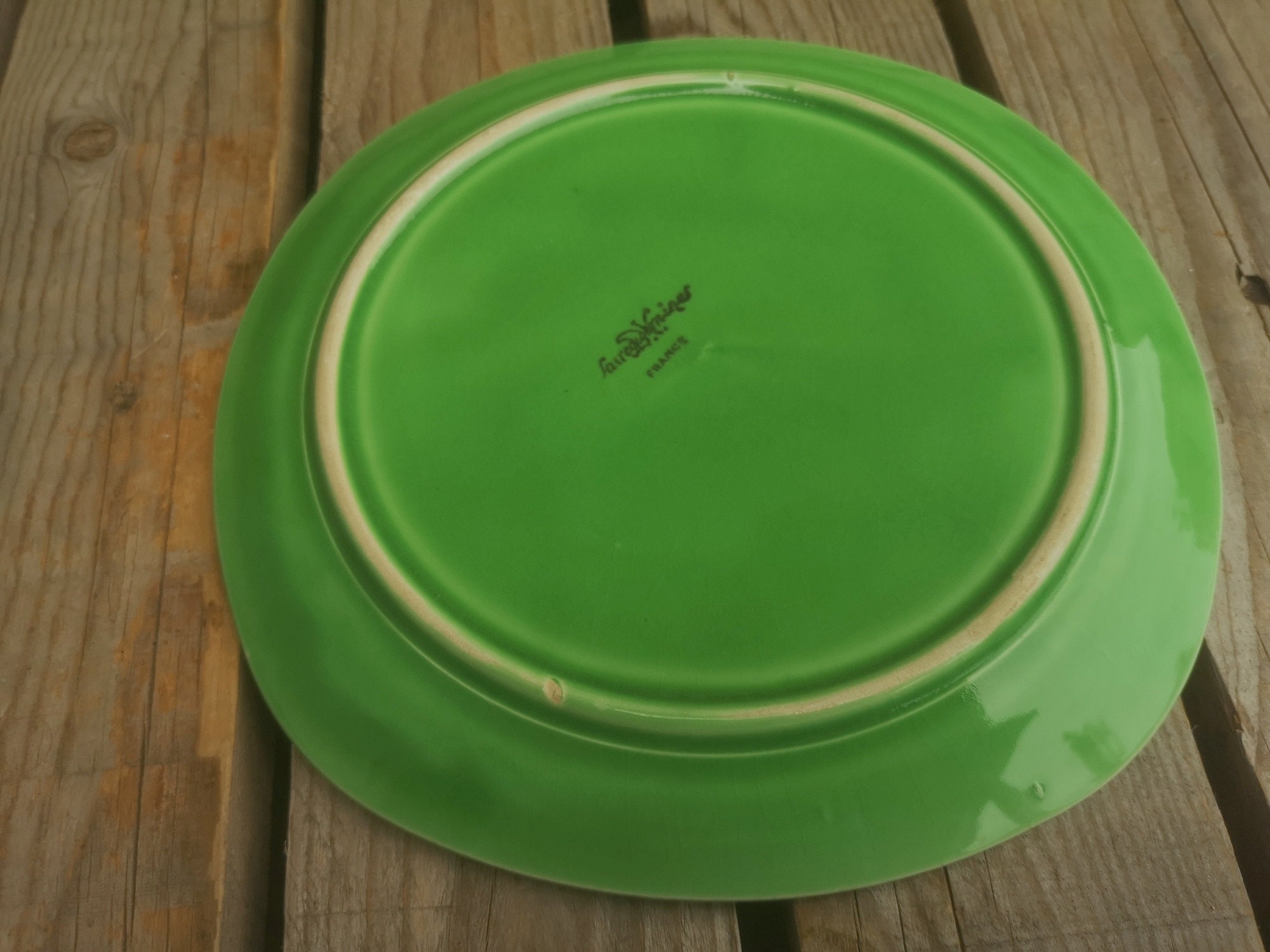 Kleiner grüner Keramik Teller signiert Sarreguemines | Etsy