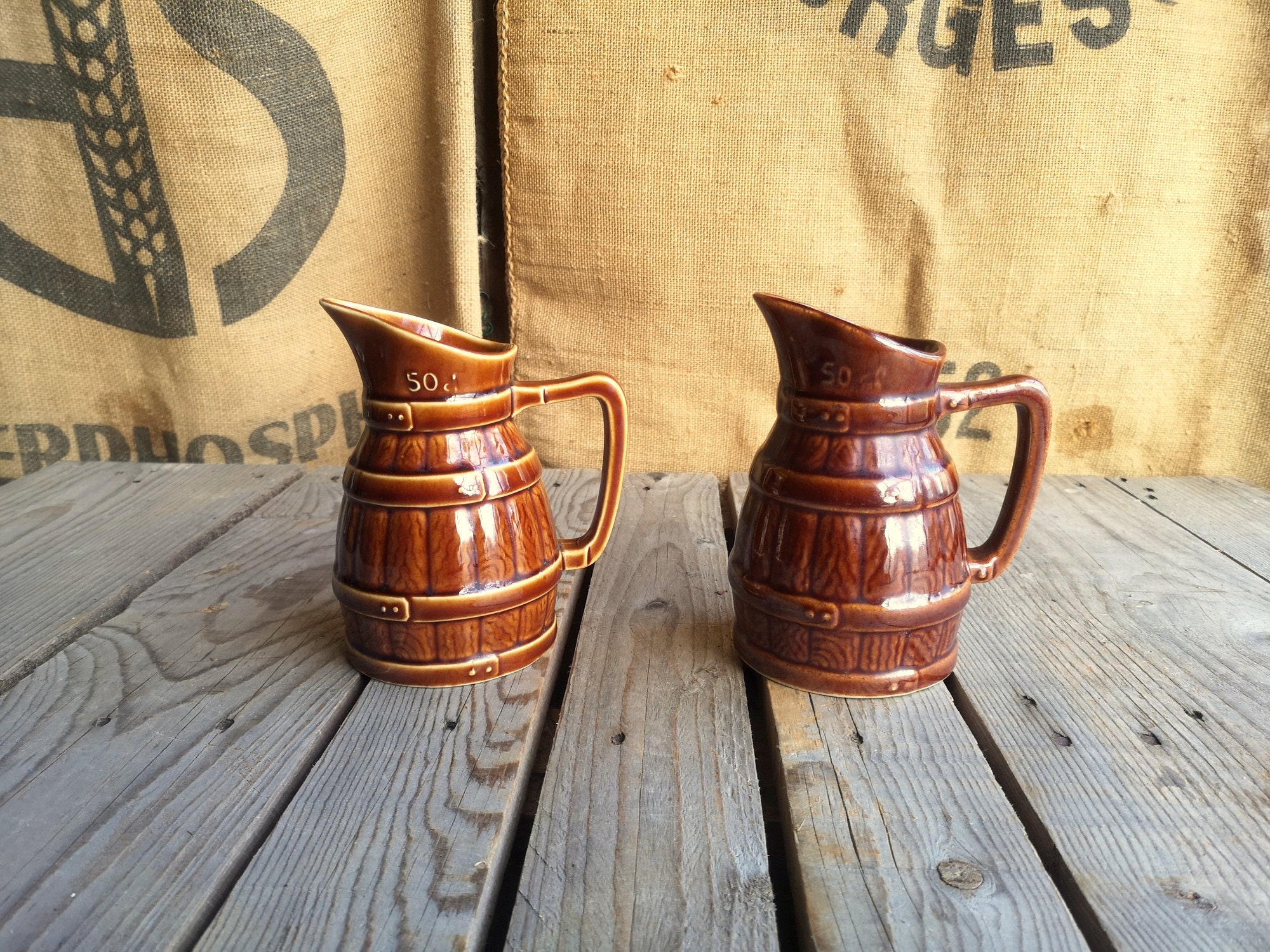 Lot de 2 Petits Pichets en Grès Marron 50 Cl