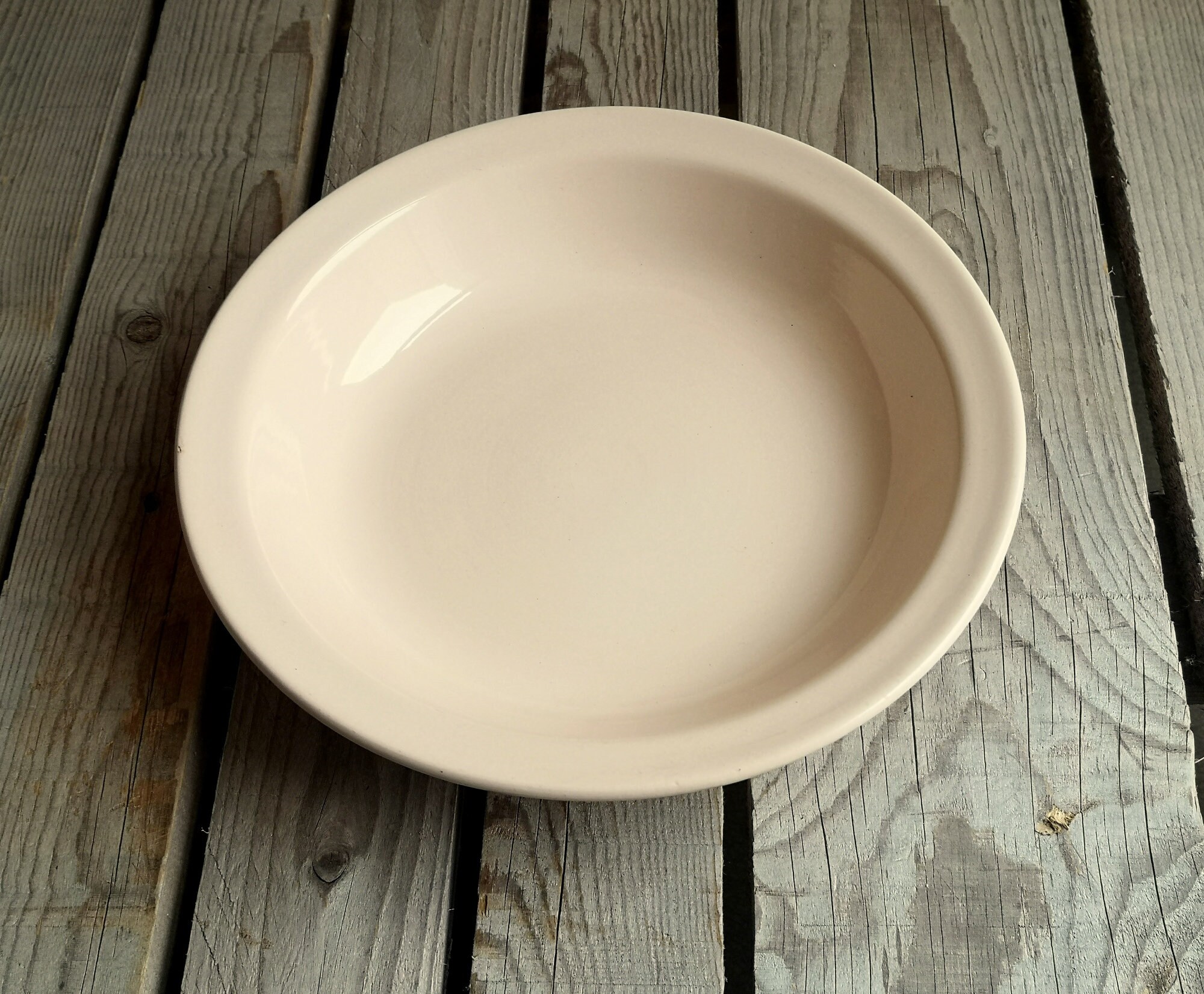 Plat Creux Rond Ancien en Céramique Rose de Digoin Sarreguemines