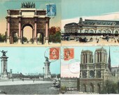 Set di 4 cartoline colorate Parigi - antico francese colorate cartoline - anni 1910 - stampe antiche cartoline di Parigi
