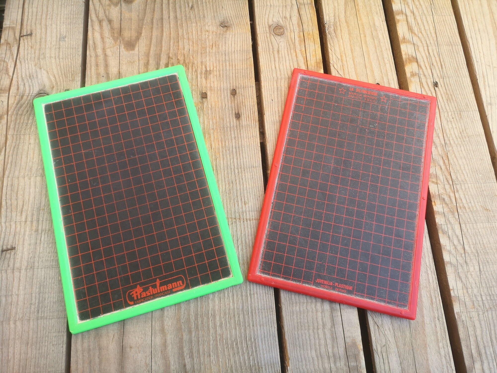 2 Ardoises d'ecole Vintage avec Contour en Plastique