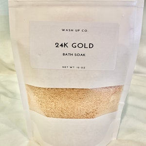 24K Gold Bath Soak, Gold Bath Soak, Goddess Bath, Spa Gift, Gift for Her, Bath Soak, Bath Salts, Self Care Bath, Gold Bath