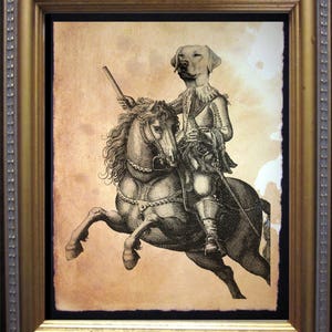 Labrador Knight on a Horse  Sir Lab the Dragon Slayer  dog art  dog s        xmas  for momWFH office artdog christmas gift