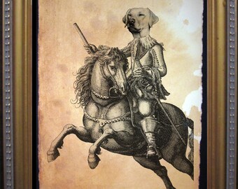 Labrador Knight on a Horse  Sir Lab the Dragon Slayer  dog art  dog s        xmas  for momWFH office artdog christmas gift