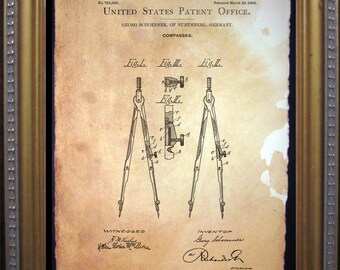 Vintage Compasses Drafting Tools Patent Print  Vintage print  Compasses Art       xmas  for momWFH office artdog christmas gift