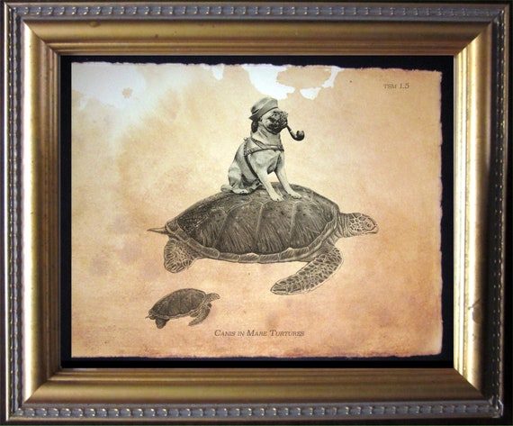 ★Original ART ‘Turtle’ Steampunk Gears Watercolor Turtle 2 Pattern Keeper